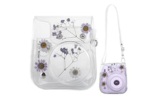 Lyeiaa Mini Camera Protective Case for Instax Mini 11/9/8 Instant Camera, Premium Camera Bag Cover with Removable Adjustable Strap Gifted Cloth (Transparent Purple)