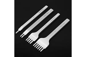 WUTA Leder Locher Werkzeug, Silber Leder Meißel Locher Werkzeug, Diamond Kohlenstoffstah Punch für DIY Craft(4mm 1+2+4+6）