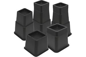 MYMULIKE 16 Piece Bed Risers 1,2,3,4,5,6,7,8,9,10 Inch Heavy Duty Adjustable Riser Blocks, Up to 6,000 lbs, Furniture Riser for Sofas, Bed, Desk, Table, Chair (Black 10inch, 4 Pack)