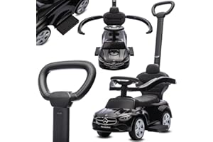 sun baby Porteur Enfant 1 an Mercedes AMG C63 Coupe S avec Barre coulissante, Interactive avec klaxon et Sons de Moteur, Push Car (Noir)