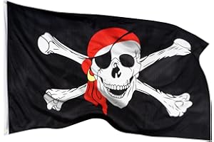 Banderas de aricona – bandera Pirata resistente a la intemperie con 2 ojales de metal - bandera con Calavera 90 x 150 cm
