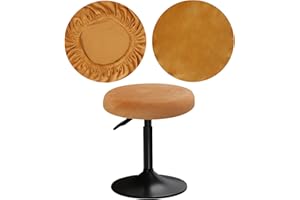 YINGAYOU Hockerbezug Rund 30-40 cm Bezug Hocker Rund Samt Luxuriöser Stoff Waschbar Dehnbar Wunderschöne Farbe für Runde und Eckige Hocker (1, Khaki)