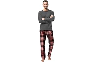 STYLE IT UP Mens Long Sleeve Pyjamas set Cotton Rich Top Brushed Fleece bottoms Top Pant PJ Nightwear/Loungewear Set Gift