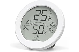 SECRUI Hygrometer Thermometer for Room Temperature Humidity Meter Indoor Thermometer Accuracy Calibration LCD Temperature Sensor with Maximum and Minimum Records, TH1, White