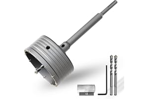 CSOOM Otwornica do betonu 120 mm z przedłużeniem SDS-Plus 220 mm, zestaw otwornic do betonu, zestaw otwornic do betonu, 4 wiertła centrujące 8 x 110 mm, końcówka z twardego metalu, 2 x wiertło