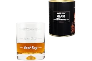 Froster Bicchiere da whisky Who cares con 3 livelli di umore, 300 ml, Regalo Originale per Uomo