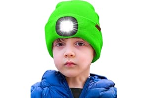 ATNKE Bambini LED Cappello con Luce, USB Ricaricabile 4 LED Luce Cappello da Corsa Invernale Torcia Testa Mani Libere Calda Berretto Lavorato Maglia Regali per Ragazzi e Ragazze