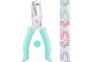 NEBURORA Hole Punch, Blue Single Hole Puncher Metal with Soft-Handled for DIY Craft Tags Clothing Ticket Scrapbook Tool, 3 Colors Options