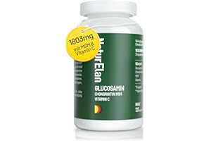 ‎NATURELAN Glucosamin Chondroitin hochdosiert -1803mg Glucosamin pro Tagesdosis mit MSM & Vitamin C, Laborgeprüft, ohne Zusätze, 120 Kapseln, in Deutschland Produziert
