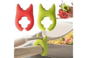 SEAAZQURTLES Soporte para cuchara y sartén, clips de soporte para espátula, silicona resistente al calor, antideslizante, soporte para cucharas, liberador de vapor para cocinar ollas, soporte de espátula wok,