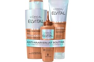 ‎L'OREAL PARIS L'Oréal Paris Fiber Booster Anti-Haarverlust Routine langes Haar, Shampoo, Spülung & Serum für volleres Haar, Gegen Haarausfall, Weniger Haarbruch, Elvital, Shampoo + Serum + Spülung