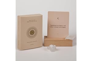 KAWAII KOI Affirmation Moments Affirmation Cards, 53 Daily Positive Motivational Cards with Wooden Stand & Crystals, Boost Confidence, Achieve Goals, Mindfulness Cards