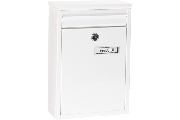 ARREGUI Zaguán E5751 Boîte aux Lettres en Acier, Taille S (Courrier Format A5), Boîte aux Lettres Extérieure Individuelle, avec Fente arrière, Facile à Installer, Blanc