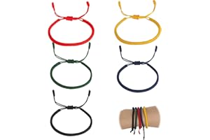 GOSHIES 5 Stück Buddhistisches Armband für Damen und Herren Tibetisches Glücksarmband Freundschaftsarmbänder Bunt Geflochtene Armband Glücksarmband Einstellbar für Jungen Mädchen