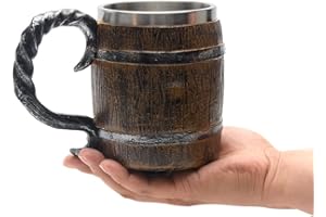 Fiacvrs Taza de Cerveza Vikinga de Resina - Vaso de Whisky con Forma de Cubo - Decoración de Bar Retro Antigua - Ideas de Regalo para Hombres
