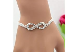 BAPAO Bracelet Infini plaqué Argent en Alliage de Zinc chaîne Strass Bracelet pour Homme Femme Bijoux de Mode