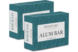 MINATURE Mi Nature Pure Alum Bar 2 pack (100g*2) |Natural Phitkari Block |Potassium Alum Stone |Shaving Bar |Skin Astringent |Water Clarifier |Odor Control