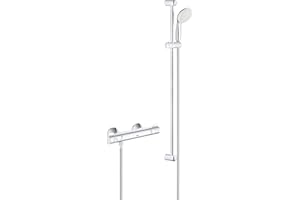 Grohe Grohtherm 800 | Brause- und Duschsystem - Thermostat -Brausebatterie | Inklusive Brausegarnitur | Schutz vor Hautverbrennungen bei 38 °C und 43 °C | Chrom | 34566001, 900 mm