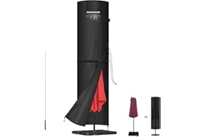 LAMUNI Copri per Ombrellone da Esterno Copertura Ombrellone da Giardino Impermeabile Coperture per Ombrellone da 3m a 4m, Telo Copriombrellone da Giardino con Cerniera e Asta, 230x65/65cm