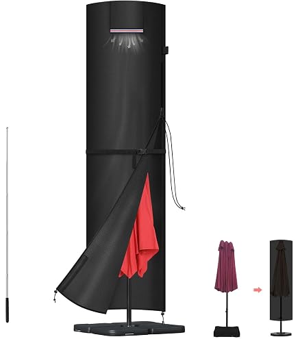 Fenghome Beschermhoes voor zonnedouche, waterdicht, winddicht, tuindouche, afdekking voor tuin, 420D buitendouche, zonnedouche, beschermhoes met uv- coating, zwart (220 x 67 cm
