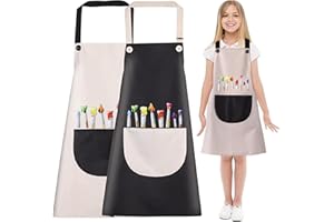 WAIMXDAO 2 Ajustable Delantal Infantil,Niños Artista Delantales,Niños Delantales con Bolsillo,Delantales Infantiles Impermeables para Pintura Artística,Cocinar,Hornear
