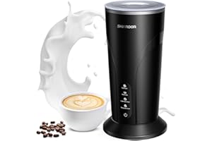 SHARDOR Montalatte Elettrico, 4 In 1 Montalatte Elettrico Cappuccino, Agitazione Magnetica, Latte Caldo 300 Ml, Schiuma 150 Ml, 500 W, Rivestimento Antiaderente, Per Macchiato, Latte, Cappuccino,
