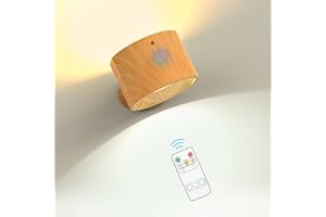 BraveKoi Applique Murale Intérieure Double Face, Lampe Murale Avec 3 Modes De Couleur Et 4 Niveau Luminosité Avec Télécommande Et Commande Tactile Rotation à 360 ° Applique Murale （Couleur du bois）