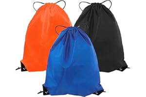 Tunknew Pe Drawstring Bags, 3pcs Swimming Draw String Gym Shoe Bag For Secondary School Children Kids Girls Boys Sports Backpack(Black/Blue/Orange