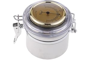 T TOOYFUL Barattolo di Latta per Tabacco Da Pipa in Metallo Argentato con Scatola di Umidità per Umidificatore Igrometro