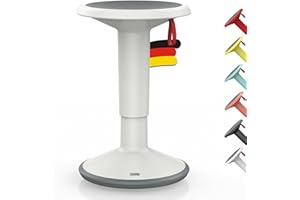 ‎INTERSTUHL Interstuhl UPis1 - ergonomischer Sitzhocker mit Schwingeffekt - höhenverstellbar - Hocker mit rutschhemmender Standfläche & Kippschutz - Bürohocker (Grauweiß, UP Designhocker)