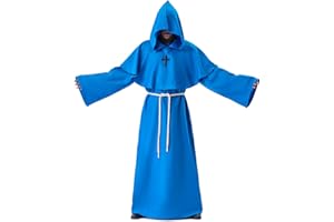 Myir JUN Disfraz de Monje Sacerdote Túnica Medieval Renacimiento Traje con Cruz para Halloween Carnaval