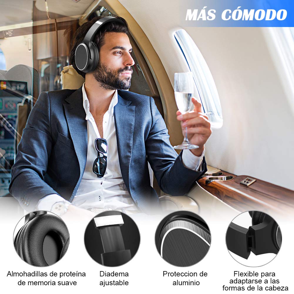 Cascos-Bluetooth-Inalmbrico-Macrourt-Auriculares-Bluetooth-Cerrados-de-Diadema-Plegable-con-Sonido-Estreo-Bluetooth-50-TF-Cancelacin-de-Ruido-Almohadillas-de-Proteccin-Manos-Libres-con-Microfono