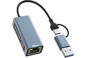 OMIVINE 2.5G USB LAN Adapter, 2-IN-1 USB-C Ethernet Verkabelter Netzwerkadapter 100/1000/2500Mbps LAN Adapter für iPhone 16/15, iPad, MacBook, Smartphone, Tablet, Laptop, Steam Deck, XPS, etc