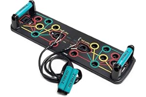 TREXO Tavola da flessione, multifunzionale, colore nero, con codice push-up, in ABS e TP Comapect, 66 x 20 x 2 cm, versatile allenamento della forza, maniglie antiscivolo