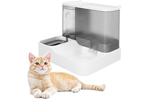 Tivifore Distributeur Croquettes Chat/ de Nourriture 2 en 1, Distributeur Automatique d'aliments et d'eau Animaux de Compagnie de Petite