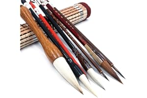 ANCLLO Ausgezeichneter chinesischer Kalligraphie-Pinsel Kanji japanischer Sumi Zeichenpinsel (4 Größen mit Pinseltasche)