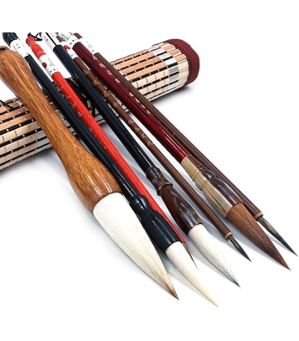 Set Di Pennelli Per Calligrafia Cinese In Pelo Di Lupo – 3 Pezzi (Grande, Medio, Piccolo) Per Pittura E Scrittura, Alta Qualità, Assorbenti, Manici In Legno Naturale