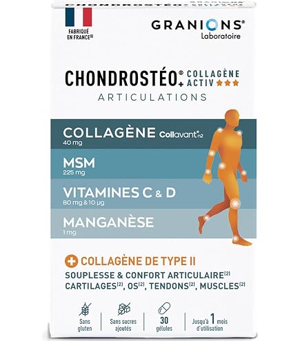 CHONDROSTEO ARTICULATIONS - Complément Alimentaire Glucosamine, Chondroïtine, MSM, Harpagophytum - 90 Comprimés (3x30) - Granions
