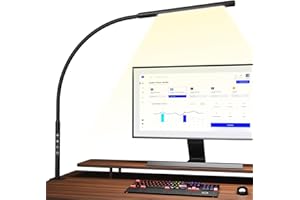 EYOCEAN Lampa biurkowa, LED 1000 lm elastyczna łabędzia szyja, 12 W kołysająca się lampa na ramię lampa biurkowa z zaciskiem światła biurkowego do biura