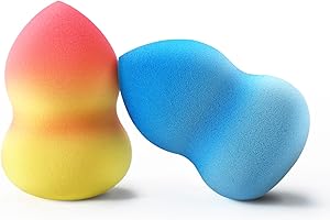 HEYMKGO Eponge Maquillage 2 Pièces Beauty Blenders, Éponge Maquillage Eponges Maquillage Visage Fond de Teint Sans Latex, Blender Professional Beauty Sponge pour Crème et Poudre Liquides