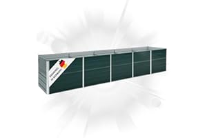 DELUKE Hochbeet für Garten Oskar Grün | 400x80x45cm | Verzinkter Stahl | Wetterfest | Gartenbeet Kräuterbeet Blumenbeet Beet hoch Frühbeet für Garten Gemüsebeet