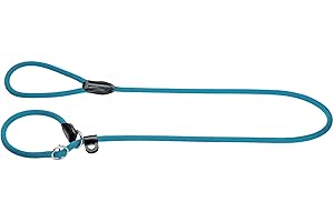 HUNTER Retriever-Hundeleine FREESTYLE, Farbe: petrol, integrierte Halsung, stufenlos verstellbar, witterungsbeständig, pflegeleicht, griffig, robustes Tau mit Ledertipps, Größe: 10/170