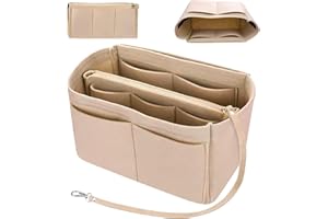 Nizirioo Filcowy organizer do torebki, organizer do torebki, z zamkiem błyskawicznym, dla kobiet, klucze, artykuły kosmetyczne, pudełko do przechowywania (beżowy, L)