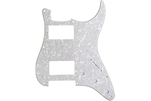 Musiclily Pro 11 Fori HH Chitarra Battipenna Strat Pickguard per Fender American/Mexican Standard Stratocaster Stile Moderno, 4 strati Parchment Pearl