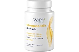 ZANE VITALE Zane Oregano Oil+ Oregano & Black Seed Oil Softgels – with Carvacrol & Thymoquinone – Dietary Supplement for Immune & Digestive Wellness - Non-GMO, Gluten-Free – 60 Softgels by Zane Vital.