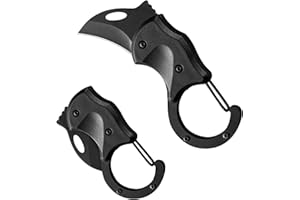 Makloee Small Stainless Steel Keychain, 2-in-1 Multi-Function Tool Portable Foldable Keyring, Cool Carabiner Keychain Pocket Keychain for Camping Hiking Fishing and Outdoor