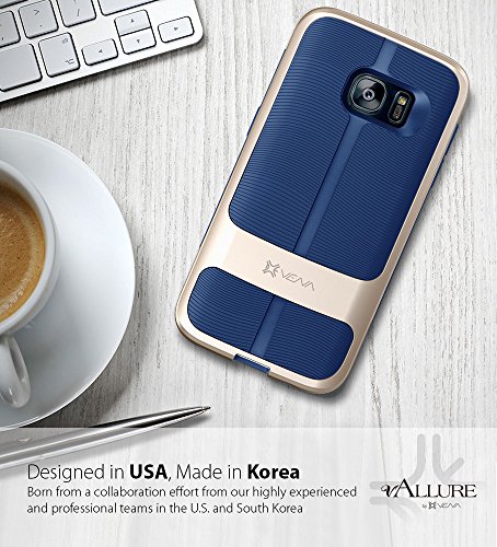 Galaxy S7 Funda  Vena  vAllure  CornerGuard ShockProof   Strong Grip  Bumper Frame h  brido de la cubierta ultra delgada La textura de la onda para Samsung Galaxy S7  Oro   Azul Marino 