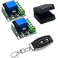 QIACHIP 433Mhz Universal Wireless Remote Control Switch DC 12V 1CH Relay Receiver Module RF Transmitter for Access Control,Lights (Transmitters 2 Button+ 2 Receiver 1CH)