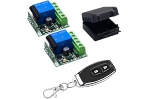 QIACHIP Commutateur a distance Sans fil 1 Canal,1 Telecommande Portail Universelle et 2 Recepteur,DC 12V 433mhz Relais RF Interrupteur Momentané Module Récepteur & émetteurs pour Voiture, Portails