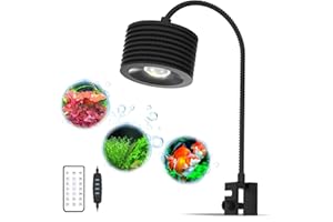 Lominie Aquarium Light with 4Channels Dimmable and Adjustable Gooseneck,LED Aquarium Light That Can be Timed,Full-Spectrum Nano Fish Tank Light for Planted Freshwater Aquarium Fish Tank